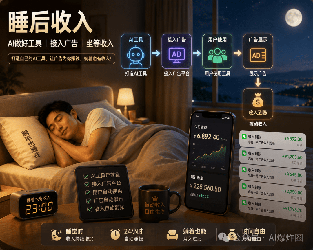 死磕一个模式：用AI做工具，挂广告躺着赚-人生如棋，落子无悔！